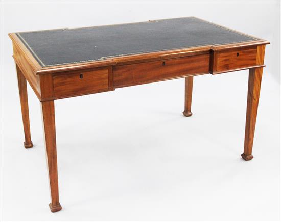 A 20th century mahogany partners table, probably by Heals of London, 4ft 3in. x 2ft 8in.